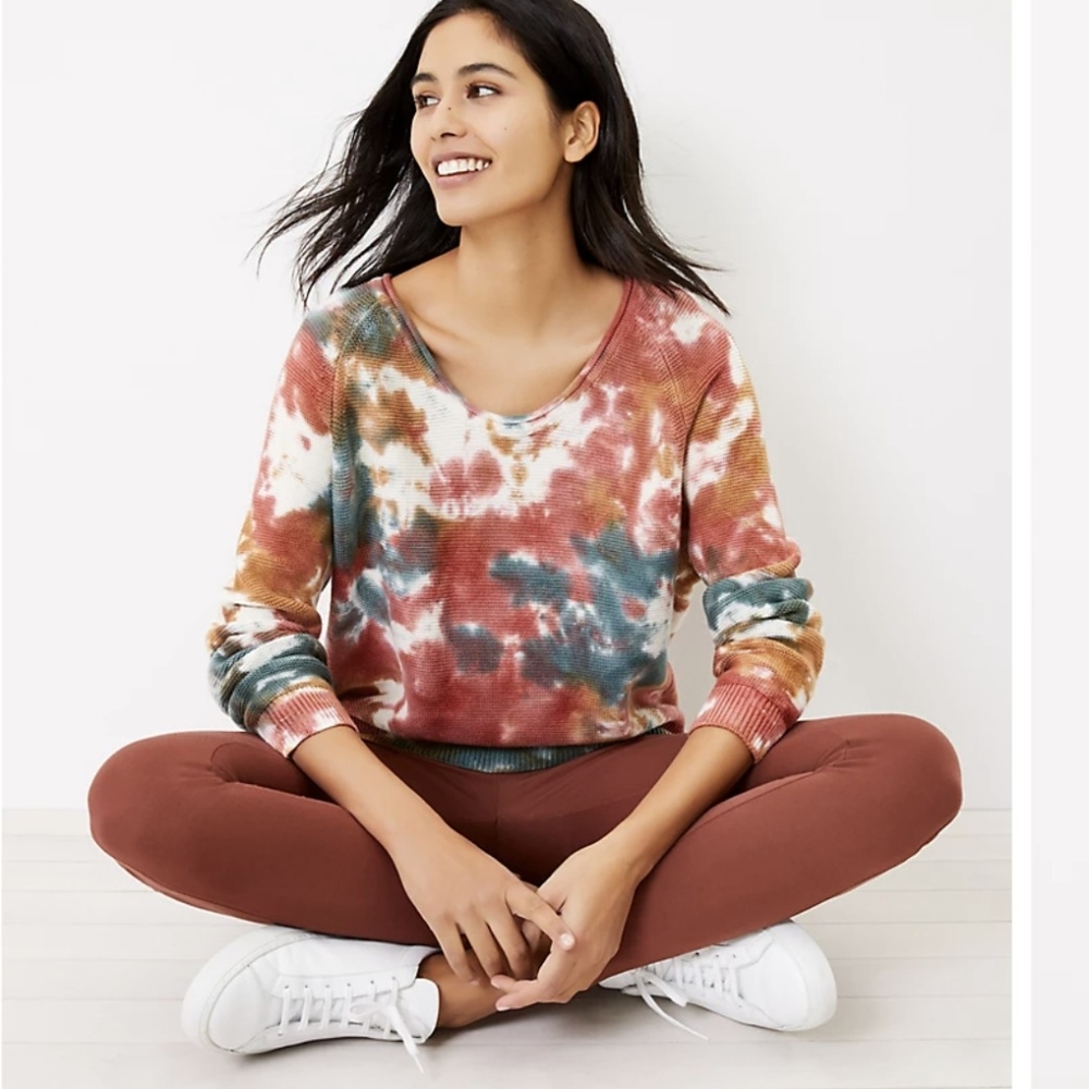 Lou & Grey Loft Cotton Tie Dye Sweater Size Small